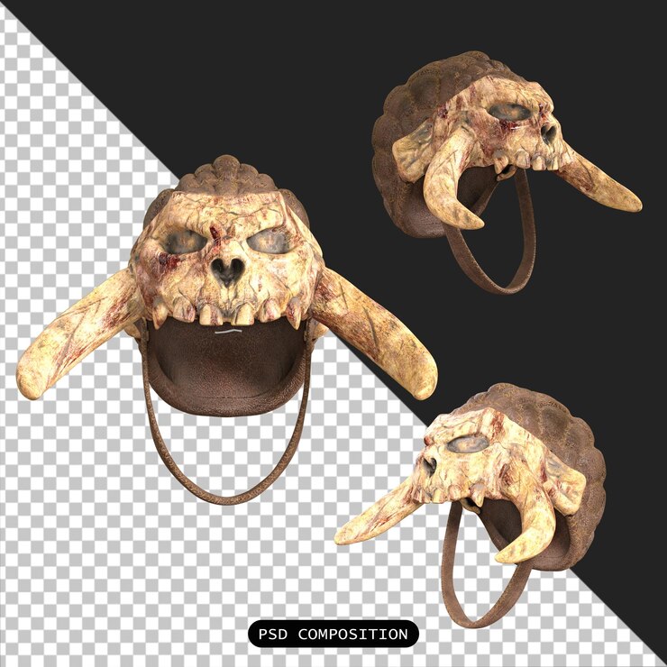 PSD psd war helmet pack isolated 3d render illustration