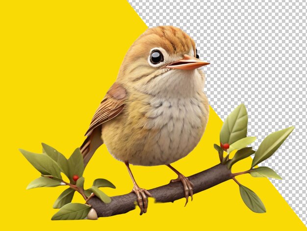 PSD psd d'un warbler le plus mignon sur un fond transparent