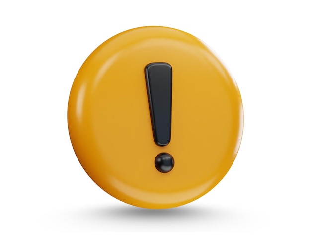 PSD-Warn- und Ausrufezeichen-Symbol 3D-Rendering-Vektorillustration