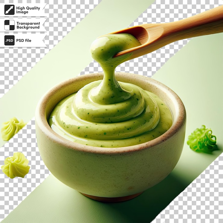 PSD psd wasabi en un cuenco sobre un fondo transparente