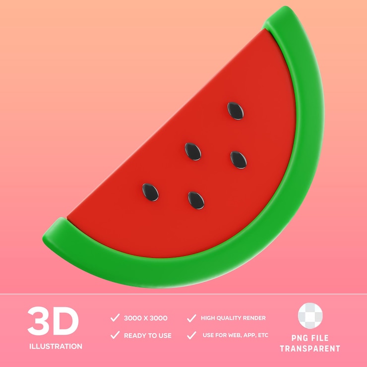 PSD psd watermelon 3d illustration