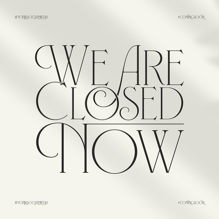 PSD psd we are closed progettazione tipografica per social media e modello di post instagram