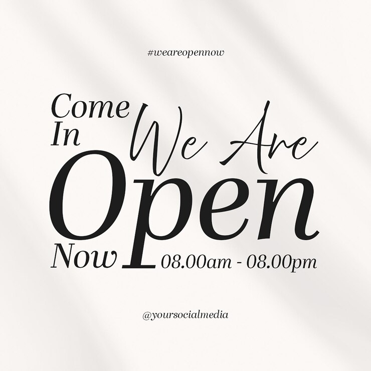 PSD psd we are open diseño de tipografía para redes sociales y plantilla de publicaciones de instagram