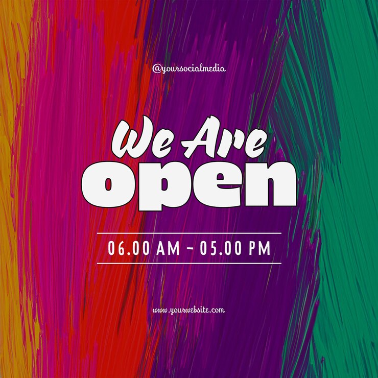PSD psd we are open con diseño de tipografía para redes sociales y plantillas de publicaciones de instagram