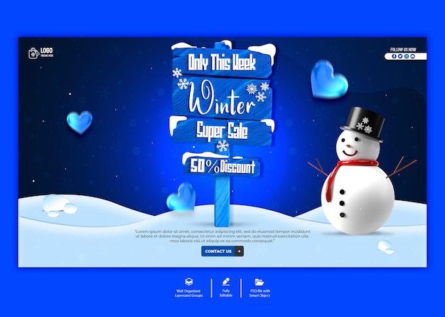 PSD psd-web-banner-design-vorlage für den winterverkauf