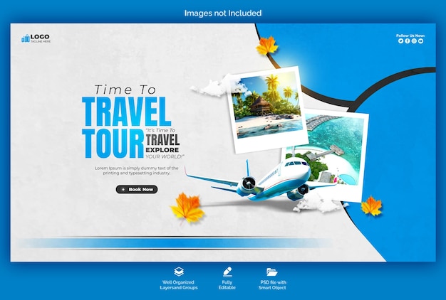 PSD-Webbanner-Vorlage für Reisen und Tourismus