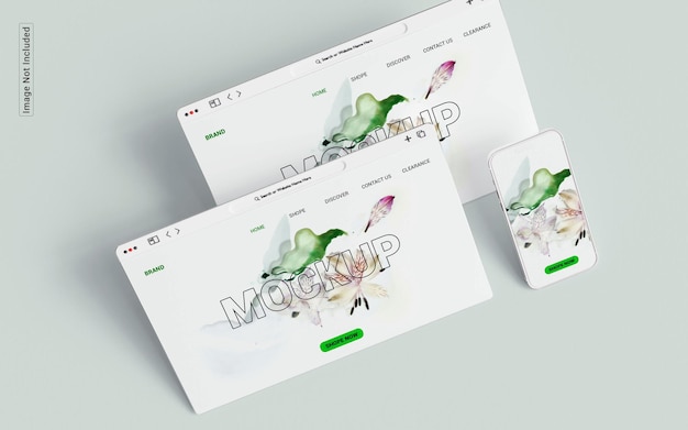 psd website presentation with smartphone mockup isolated