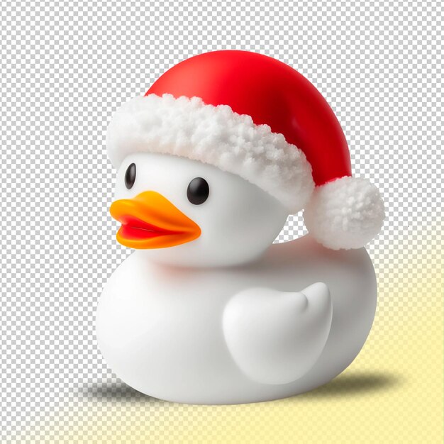 PSD psd weißer gummi-enten-schneemann mit weihnachtsmütze auf transparentem hintergrund