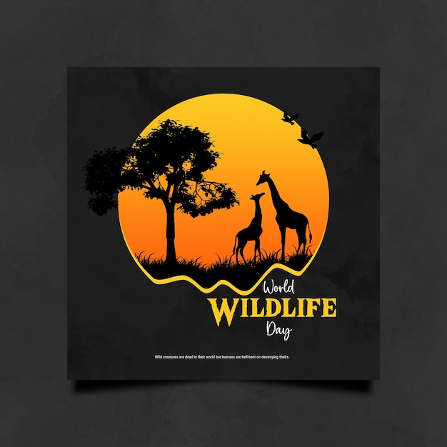 PSD Welt-Wildtierdag soziale Medien Instagram-Post-Vorlage für Wildtiere und Umweltschutz