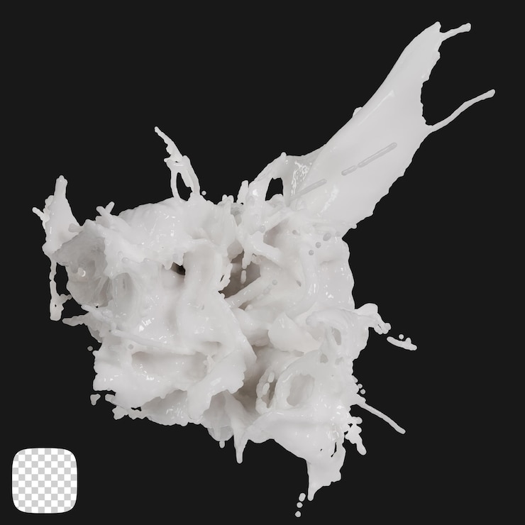 PSD psd white liquid splash 3d rendering on transparent background