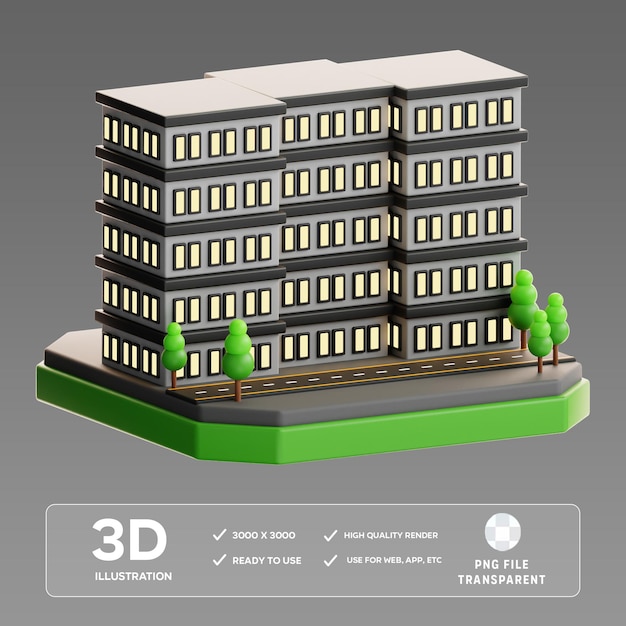 PSD-Wohnung 3D-Illustration