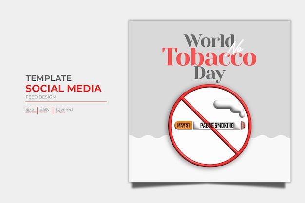 PSD World No Tobacco Day Banner Social Media Post Vorlage