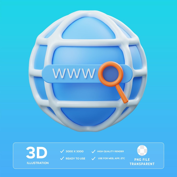 PSD www Ilustración en 3D