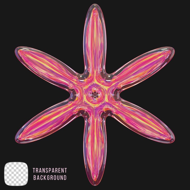 psd y2k shape in dispersion glass 3d rendering