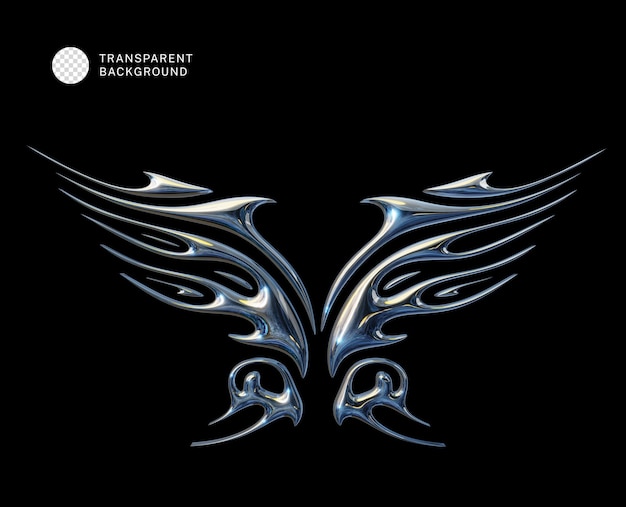 PSD y2k-Stil Chrom abstrakte 3D-Schmetterling