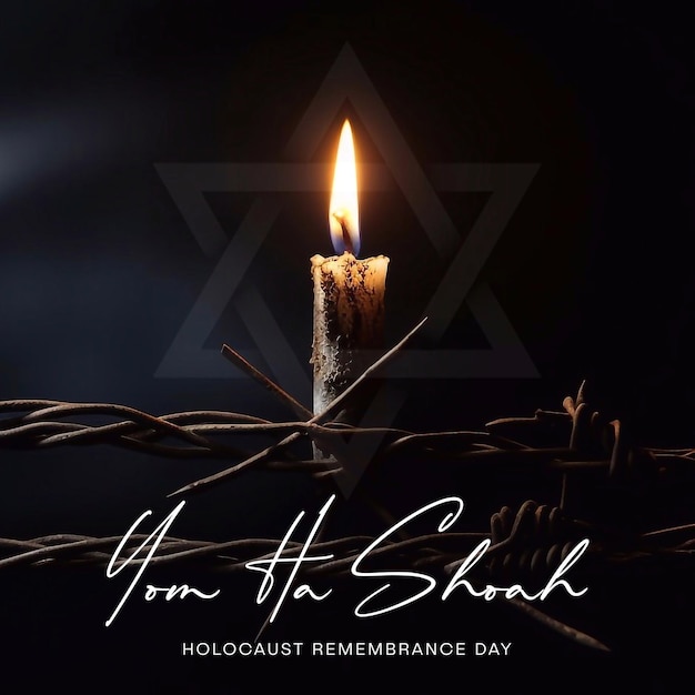 PSD psd yom hashoah dia da memória do holocausto estrela de david e vela queimando