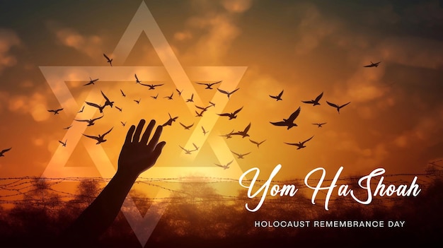 PSD psd yom hashoah dia da memória do holocausto estrela de david e vela queimando