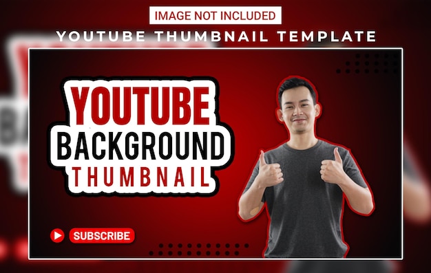 psd youtube video thumbnail template in red color theme