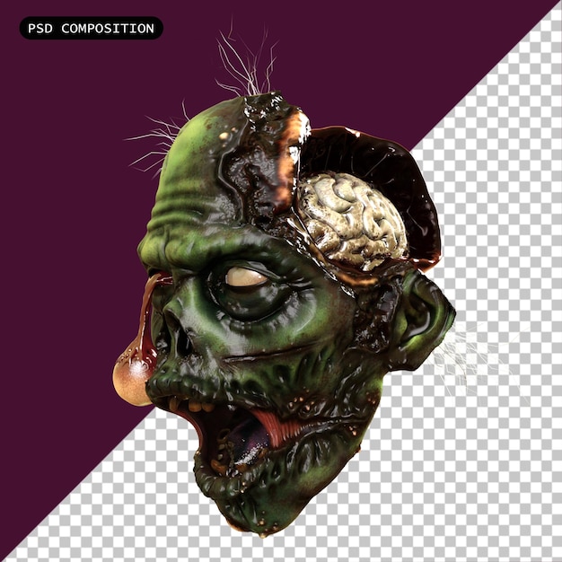 PSD psd zombie face realistische isolierte 3d-rendering-illustration