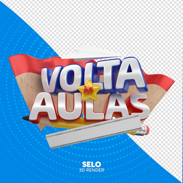 PSD zurück zur Schule 3D-Label-Rendering