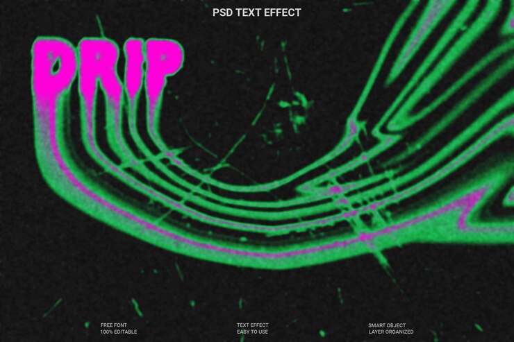 PSD psychedelic drip text effect