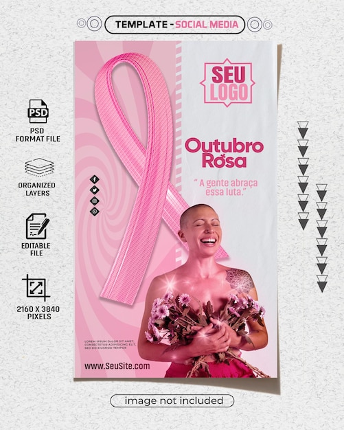 Pubblica modello di social media per la campagna del mes de Outubro rosa in Brasile
