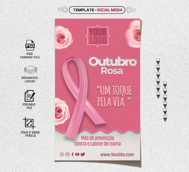 Pubblica sui social media per comemoracao do mes de Outubro Rosa Brasil