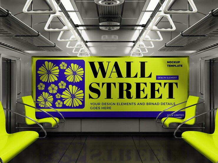 Pubblicità di Wall Street nel vagone della metropolitana
