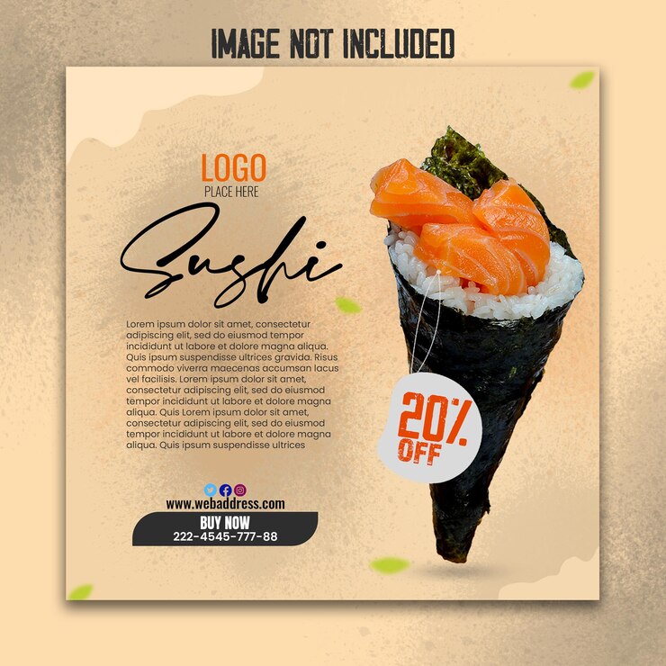 pubblicità sui social media per la vendita di sushi giapponese
