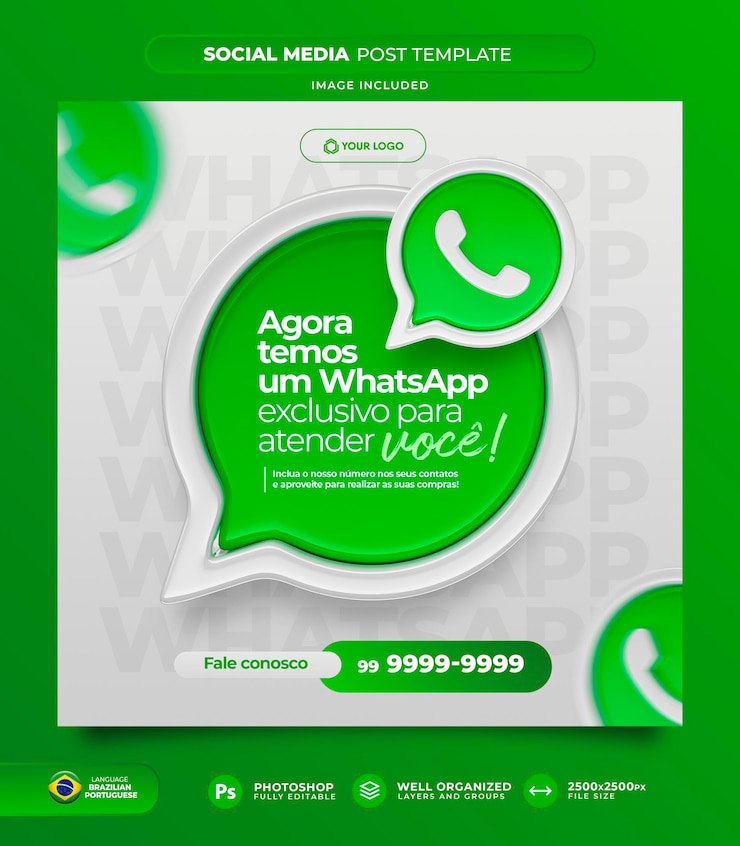 PSD publica ofertas de whatsapp en las redes sociales en portugués brasileño para campañas de marketing
