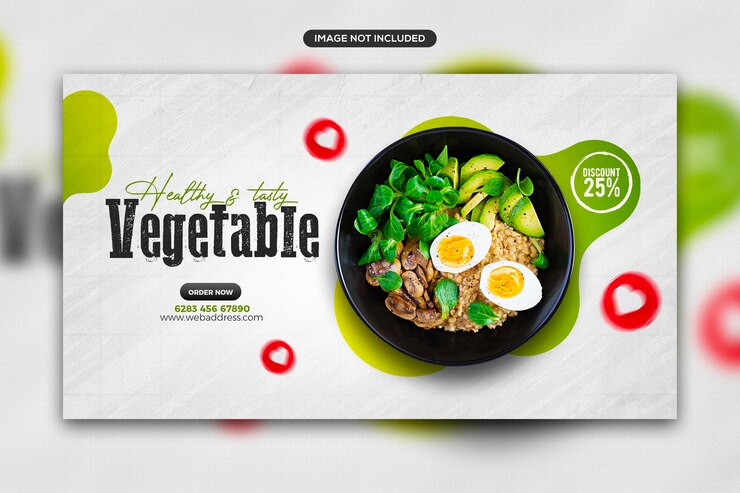 PSD publicação de mídia social de promoção de alimentos saudáveis e design de modelo de banner