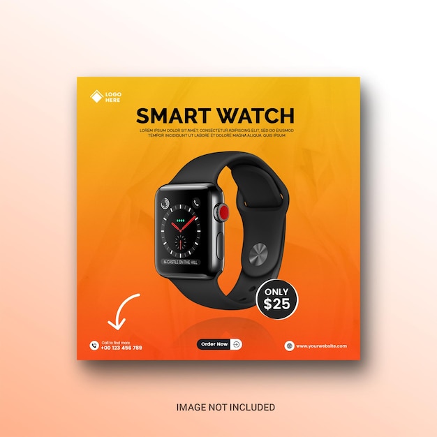 Publicação de mídia social SmartWatch e design de banner de produto
