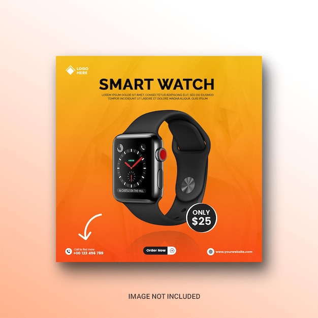 Publicação de mídia social smartwatch e design de banner de produto