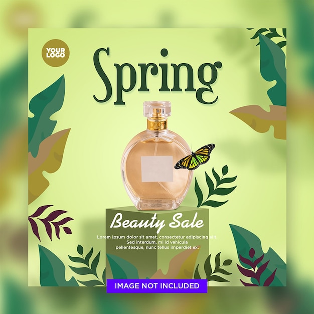 PSD publicação do banner de mídia social da spring beauty sale no instagram