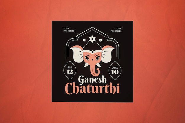 Publicação do instagram de ganesh chaturthi de design plano preto