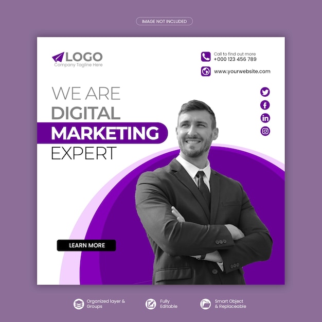 Publicação do Instagram de marketing digital ou modelo de banner de mídia social