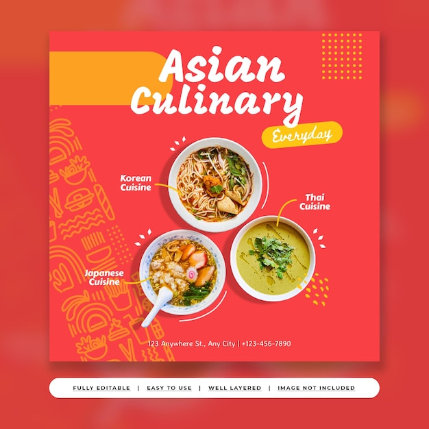 Publicação do Instagram de promoção de catering de comida colorida