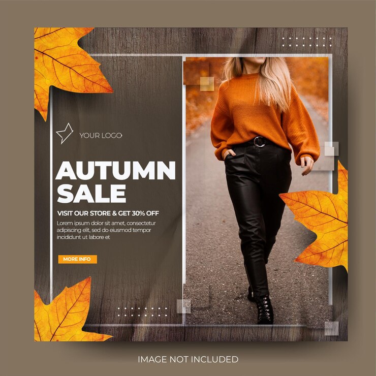Publicación de banner de redes sociales de instagram de venta de moda de otoño marrón