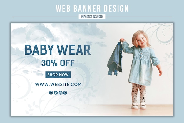 PSD publicación de banner de venta de ropa de moda para bebés y banner web promocional archivo psd