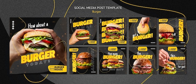 PSD publicación de burger en las redes sociales