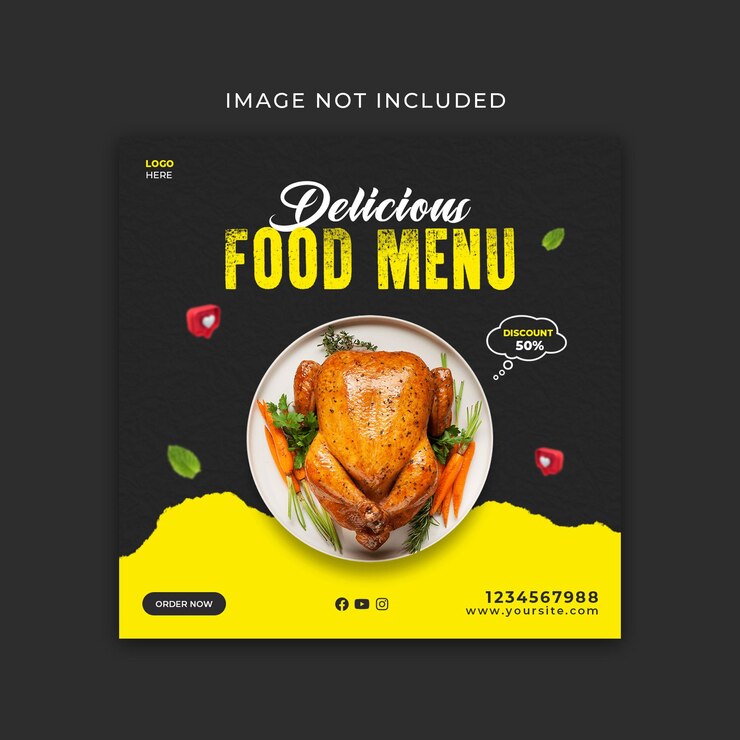 Publicación de comida en redes sociales y plantilla de diseño de publicación de banner de instagram