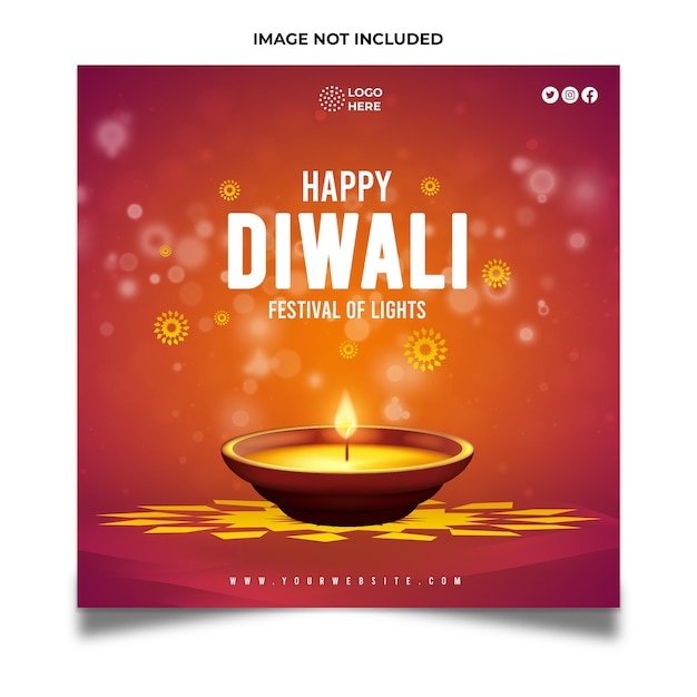 PSD publicación creativa en redes sociales happy diwali