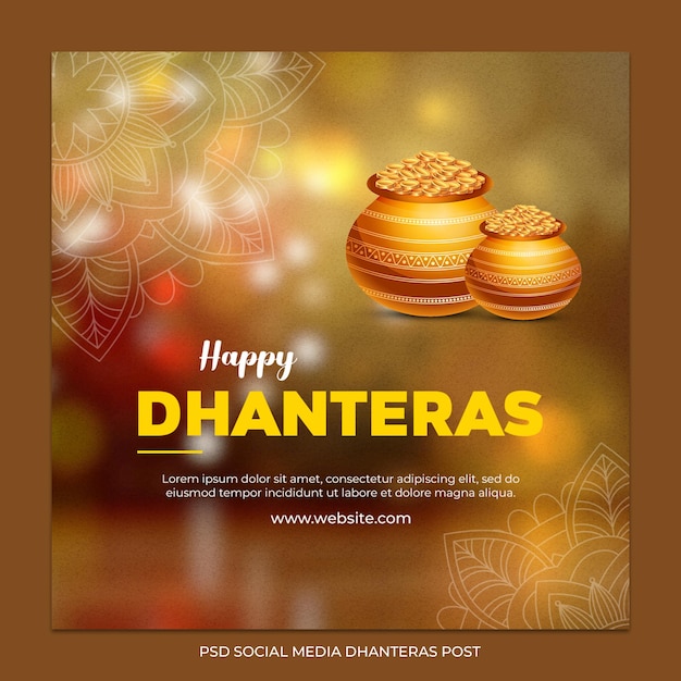Publicación de Dhanteras en redes sociales psd