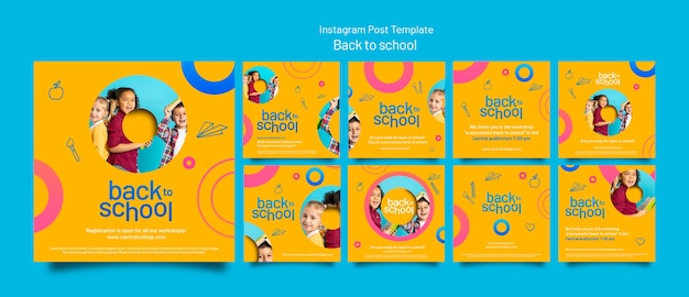 Publicación geométrica de instagram de regreso a la escuela