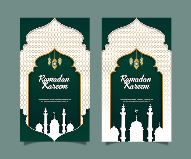 PSD publicación de historia en redes sociales ramadan kareem moderno diseño simple verde 8