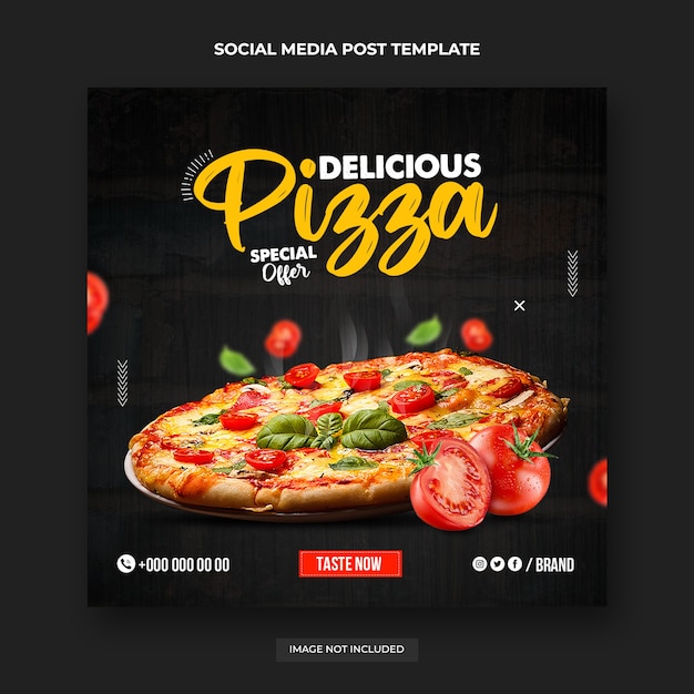 PSD publicación de hot pizza en las redes sociales