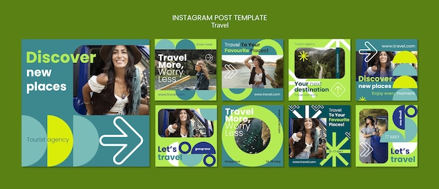 PSD publicación de instagram de aventura de viaje de diseño plano