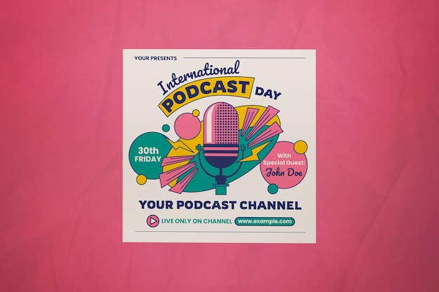 Publicación de Instagram del Día Internacional del Podcast del Arte Pop Amarillo