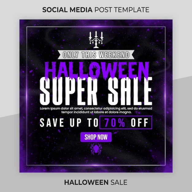 PSD publicación de instagram de halloween o plantilla de banner web cuadrado