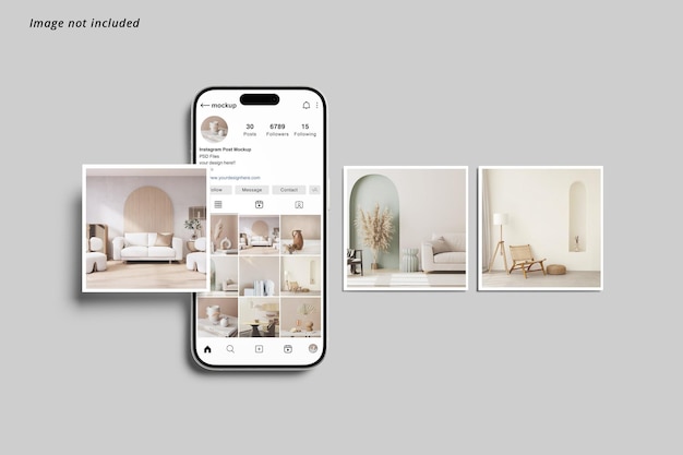 Publicación de instagram y maqueta de teléfono inteligente